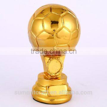 Wholesale resin gold plated football trophy soccer