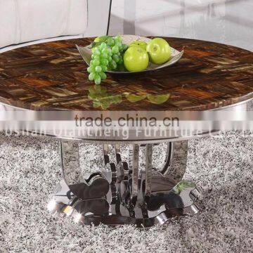 Coffee Table Set With Flower Shape Stainless Steel Base photo-4
