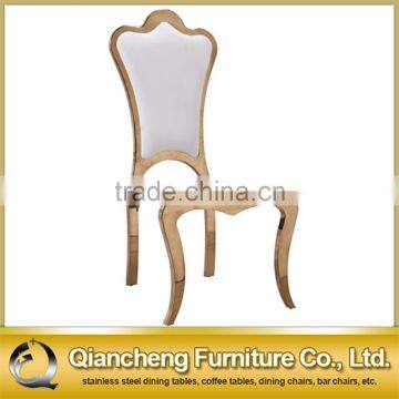 luxury rose golden white PU cover dining chair hotel room chair