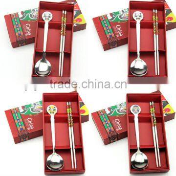 Chinese peking opera facial stainless steel cutlery set with paper box