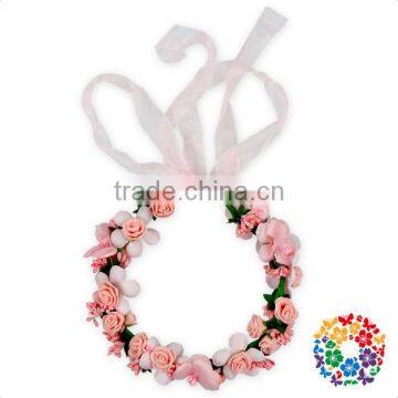 Wholesale Children 2 Pcs Adjustable Tiara Artificial Flower Crown And Waist Bracelet photo-2