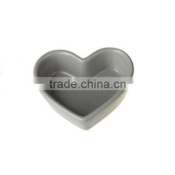 3.5"grey color heart shaped ceramic mini baking dish