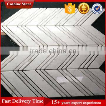 Hotel Wall Used Arrow Shape White Carrara Marble Stone Mosaic Tiles