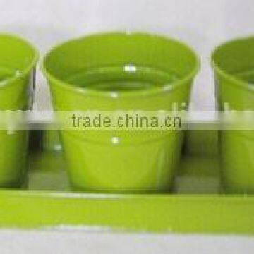 Set of 3 Garden Planter Pots on a Tray