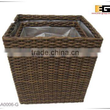 Square PE/Plastic rattan with liner deco basket