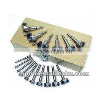 16PCS Forstner woodworking metric hex screwdriver bits tool set in a wooden box