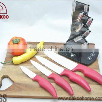4 Pieces Red Color Handle Zirconia Chef/Utility/Paring Knife photo-3