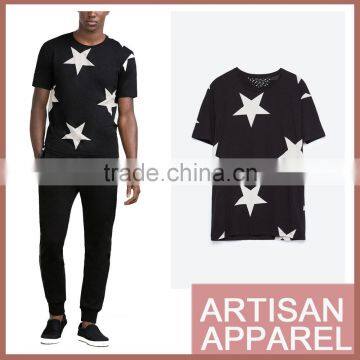 Custom And Wholesale short Sleeves 100%cotton T Shirt Printing Star print Round neck Short sleeves T-shirts For Men