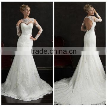 sex long sleeve open back lace backless china wedding dress