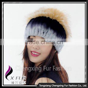 CX-C-244D Fashion Women Winter Custom Rex Rabbit Fur And Silver Fox Fur Hat