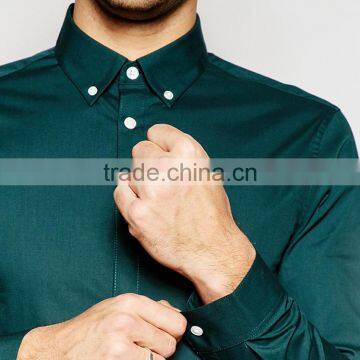 Latest Shirt Designs For Men 100% Cotton Teal Men's Dress Shirt photo-3
