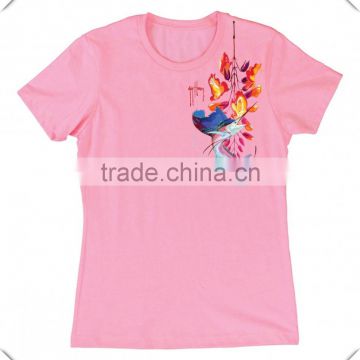 100% combed organic cotton t shirts for women Short sleeves custom printing 2016 new arrivals