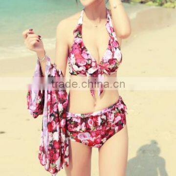 Swimsuit Female Three-piece Supporting Them Bikini Sexy Small Breasts Steel Belly Show Thin the New 2016 photo-3