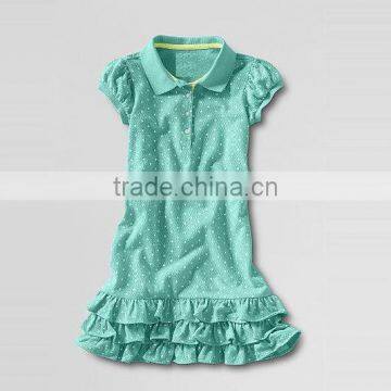 LITTLE GIRLS DROP WAIST POLO DRESS WITH DOT PRINT