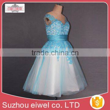 Beaded Blue Evening Dress Short Mini photo-4