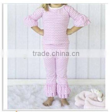 2015 Fashion baby winter fall chevron pajamas outfits girl clothing set gigle moon remake sets