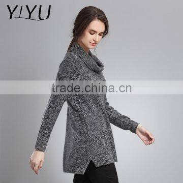 Fashion Winter Sweater Women Grey Rollneck Long Knit Cashmere Pullover photo-2