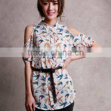 Sexy women's new printed chiffon styles blouse 2013