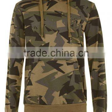 100%Cotton long sleeve camo hoodie wholesale fashion hoody for men 2016