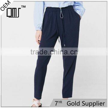 Logo accepted graceful breathable navy blue jogger skinny leg dress pants