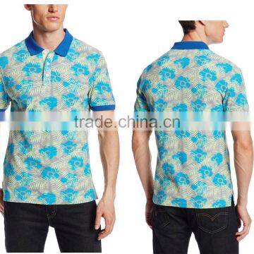Custom Mens Formal Wholesale Full Printed Different Color Collar Polo Shirt