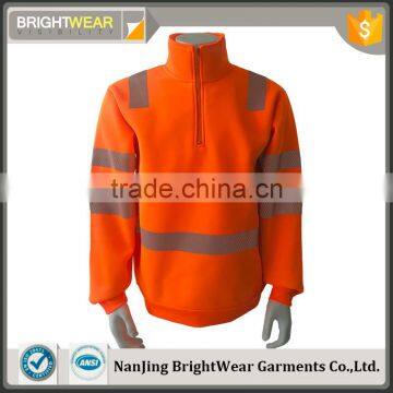 Mens orange hi vis reflective protective jacket warning fleece Chinese local tape safety sweatshirt