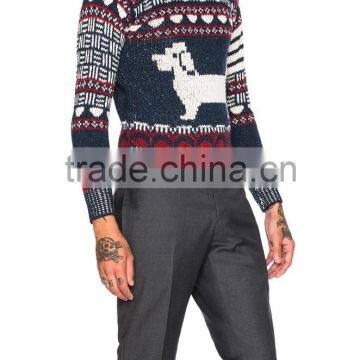 Highly Fashion Funny Design Cute Doggy Pattern Men's Jacquard Sweater photo-3