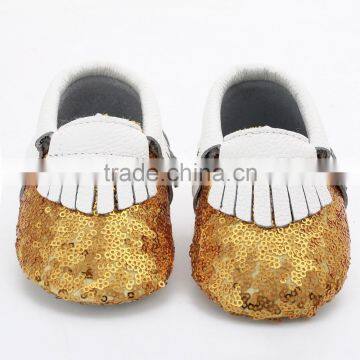 Multicolor Sequin Fringed Leather Baby Moccasins, Sequin Baby Moccasin photo-4
