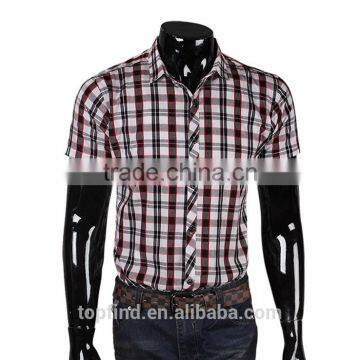 Popular Africa Market Short Sleeve Check Pattern Mens Shirt Design With Customised Logo for Oem photo-5