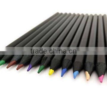 high quality 12 colors colored black wood pencil with box package