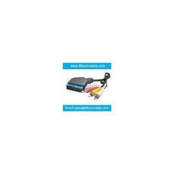 SCART to 3 RCA cable, Audio Video Cable, AV cable