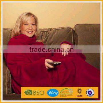 Cozy Fleece Throw Blanket With Sleeves Wearable Adults Tv Blanket