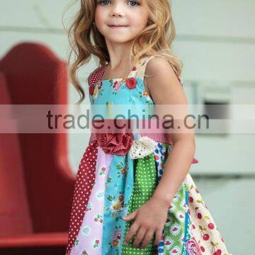 2017 Hot wholesale children boutique clothing flower girl dress giggle moon remake outfit