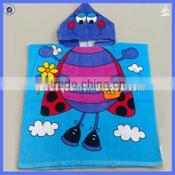 Cheap cute cotton printed children animal poncho towel