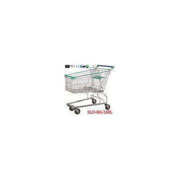 4 Wheeled Supermarket Shopping Trolley Zinc Plated With Transparent Powder Coating