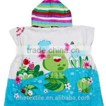 100% cotton children poncho towel printed velour