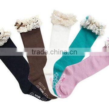 New!!!2014 kid & baby socks princess baby girls long sock lace girls socks
