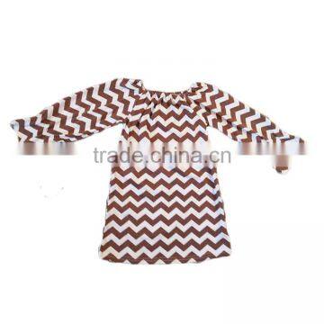 2016 baby girl knit cotton t-shirts long sleeve chevron print boutique girls t-shirts