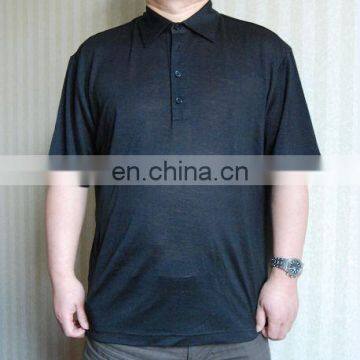 Men's summer anti-odor hemp and silk polo-shirt