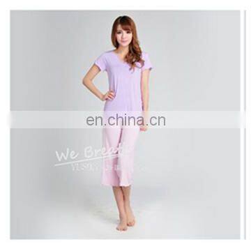 Women's Bamboo Jersey Spring Summer Pajama Lounge Pants 3/4 Length photo-6