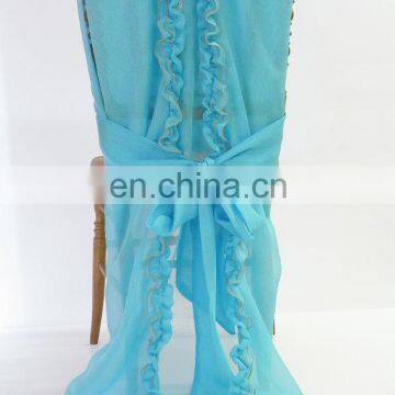 Newest Design Fancy Shiny Purple Wedding Tiffany Ruffle Chair Sash photo-4