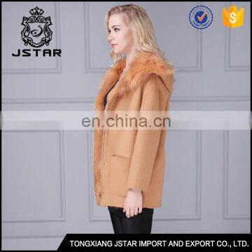 2017new arrive hot sale fox fur wool and cashmere overcoat