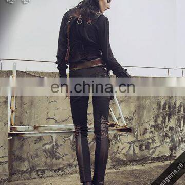 Steampunk Trousers Made of Stretchy Vegan Leather and Fleece Lining photo-4