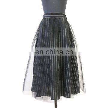 Hot Sale Knee Length Double Layers Stripe Lining Round Mesh Skirt photo-2