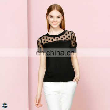 T-WT009 Sexy Fashion Mesh Patchwork Custom Women T-shirt