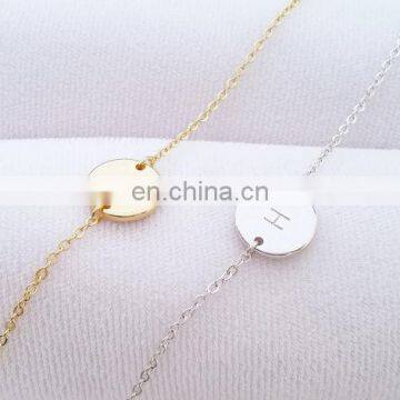 Personalized Disc Custom Initial gold/silver alphabet letter bracelet for Bridesmaid gift