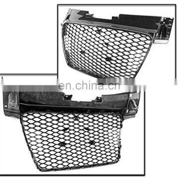 Front Bumper Center Black Grille Silver Ring Trim 07-14 TTRS Style For AUDI TT