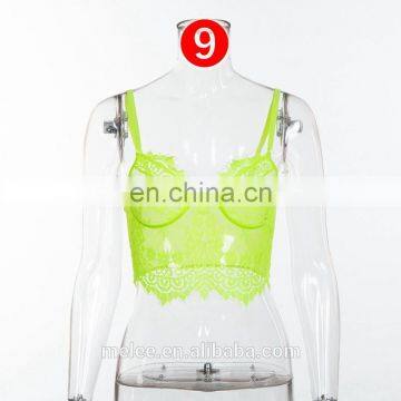 Women Sexy Solid Lace Transparent See Through Short T Shirt Spaghetti Strap Tops Camis photo-5