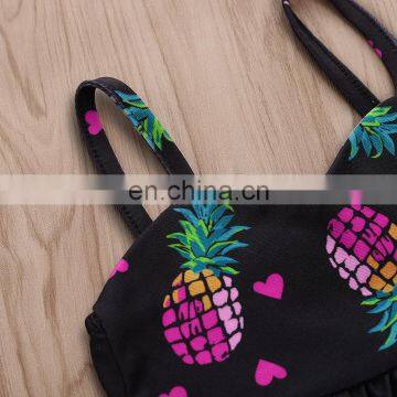 2019 Fashion New Summer Toddler Bathing Suit Pineapple Full Print Black Swimsuit Toddler Valentine's Day