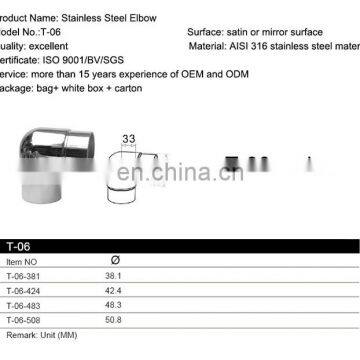 Cheap Price 90 Degree Stainless Steel Hanrail Round Tube Elbow Balustrade Pipe Connector photo-4